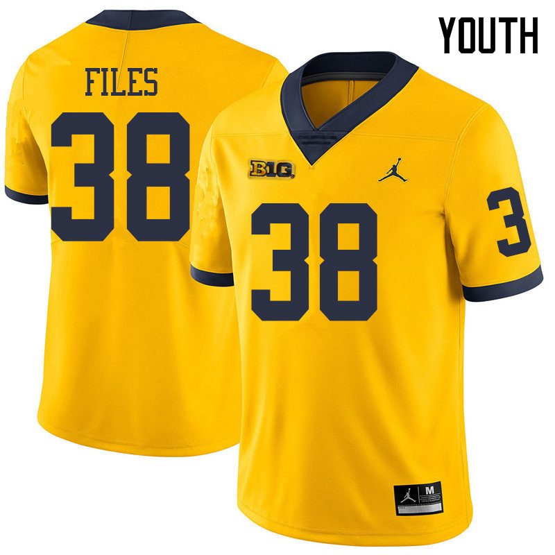 Jordan Brand Youth #38 Joseph Files Michigan Wolverines College Football Jerseys Sale-Yellow